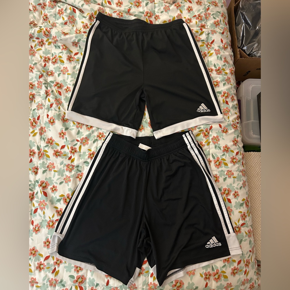 adidas Black Shorts with White Stripe Trim - Kids